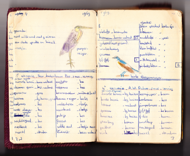 Excursieboekje Notities van een excursie naar het Amsterdamse Bos in 1969. 