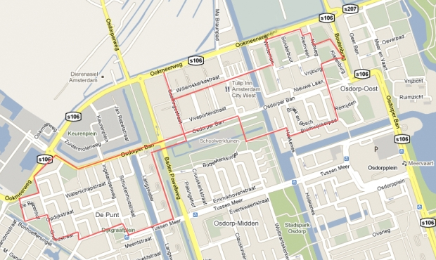 De wandelroute door de wijk wie, wat, waar, wanneer Foto: kaart van de website van Nico Boink 