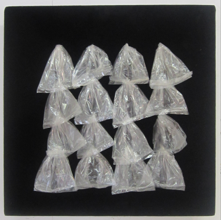 Aquarelle, 16 transparante plastic zakken gevuld met water Henk Peeters 