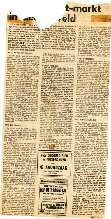 Uit De Westerpost september 1972 Krantenartikel: collectie Fons Wegman 
