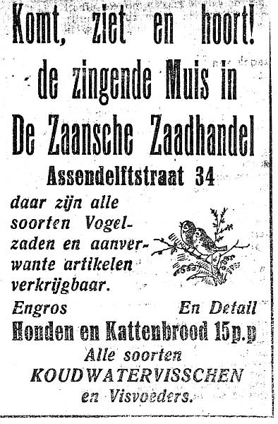 Advertentie Zaansche Zaadhandel Advertentie uit de jaren dertig 